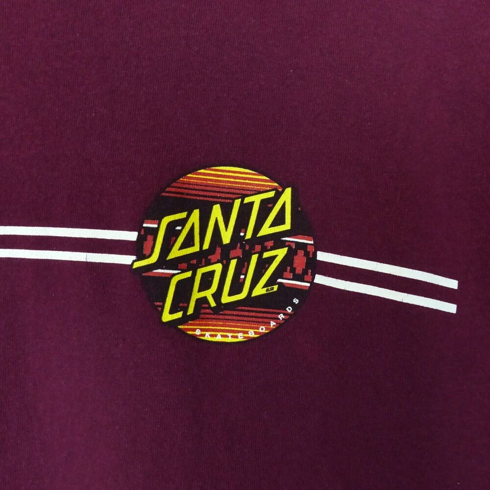 Santa Cruz Skateboards Shirt Mens L Burgundy Classic Dot Graphic Tee Skate 90s - Picture 7 of 12